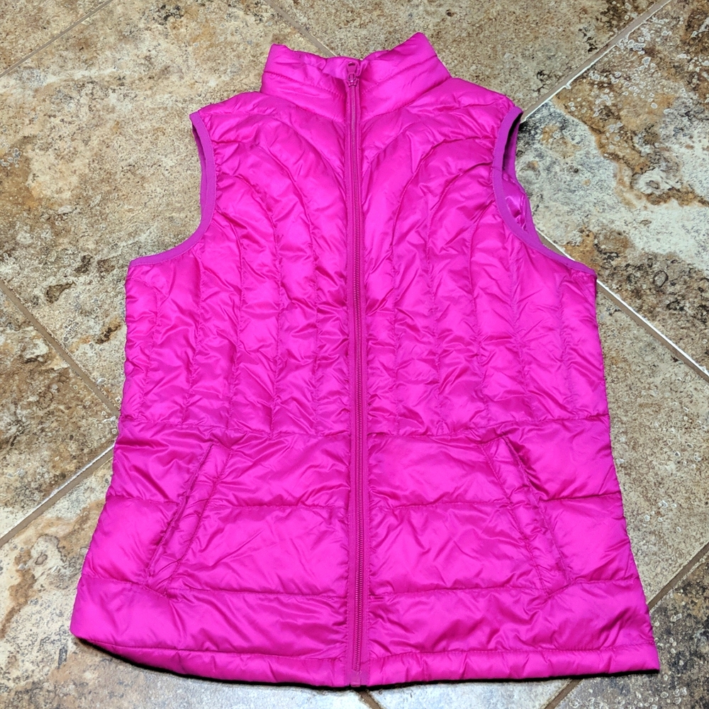 Be inspired down packable vest zip up magenta pink size small